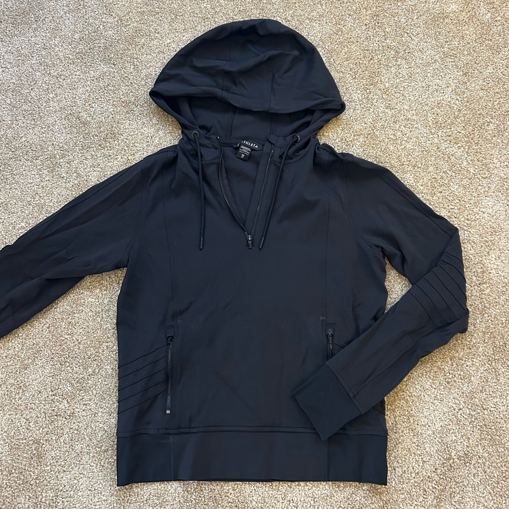 Athleta Black Long Sleeve Quarter Zip Workout Jacket